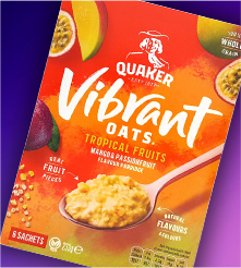 Quaker vibrant Oats tropical fruits