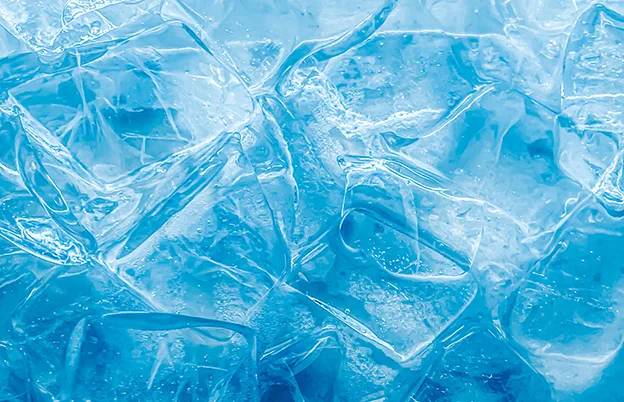 blue liquid in ice