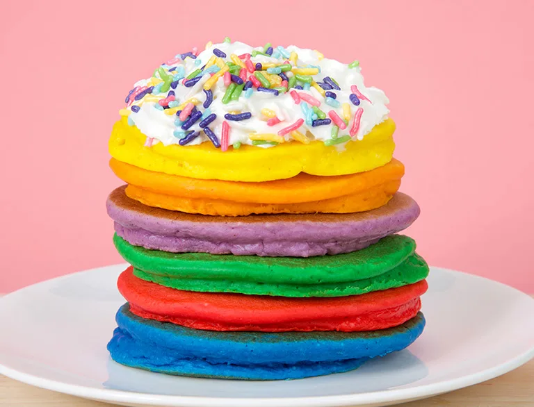 rainbow colored pancakes