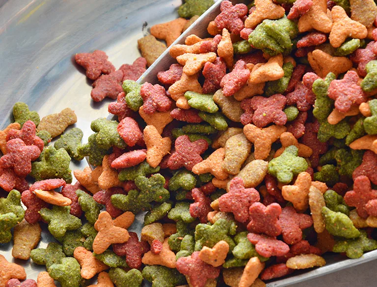colorful pet kibble