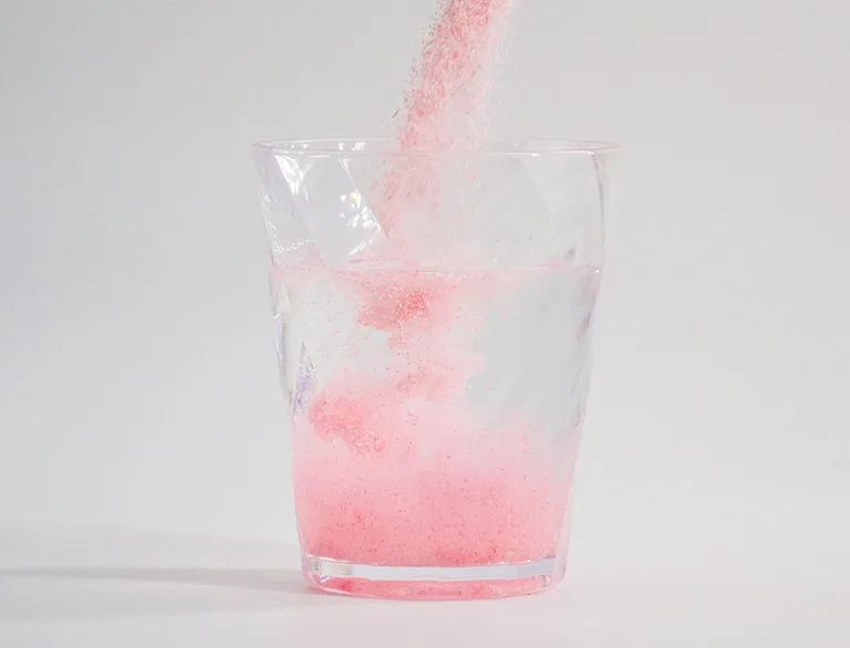 pink powder in drink