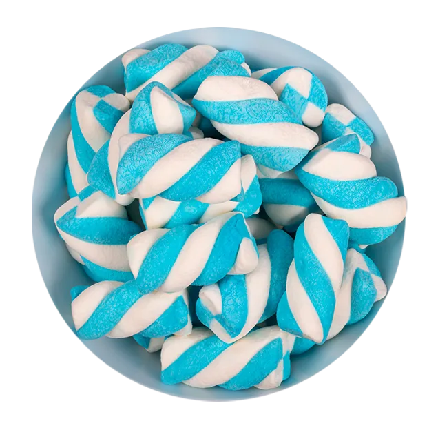 bowl of blue and white candy