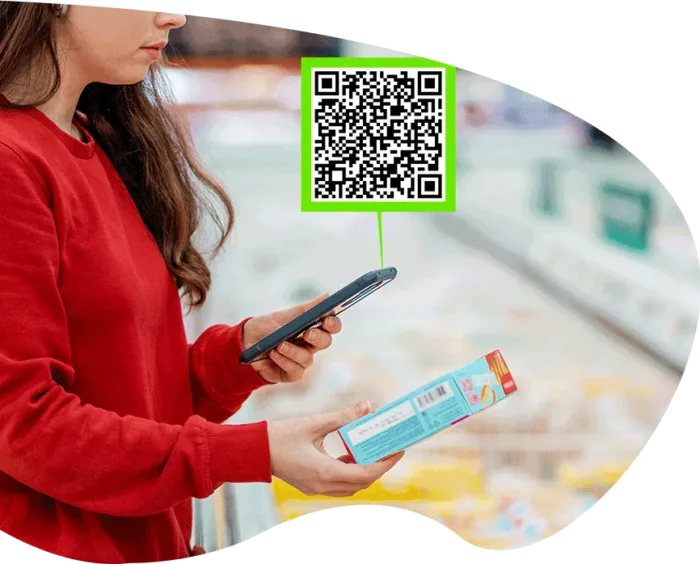 woman scanning a qr code on food packaging