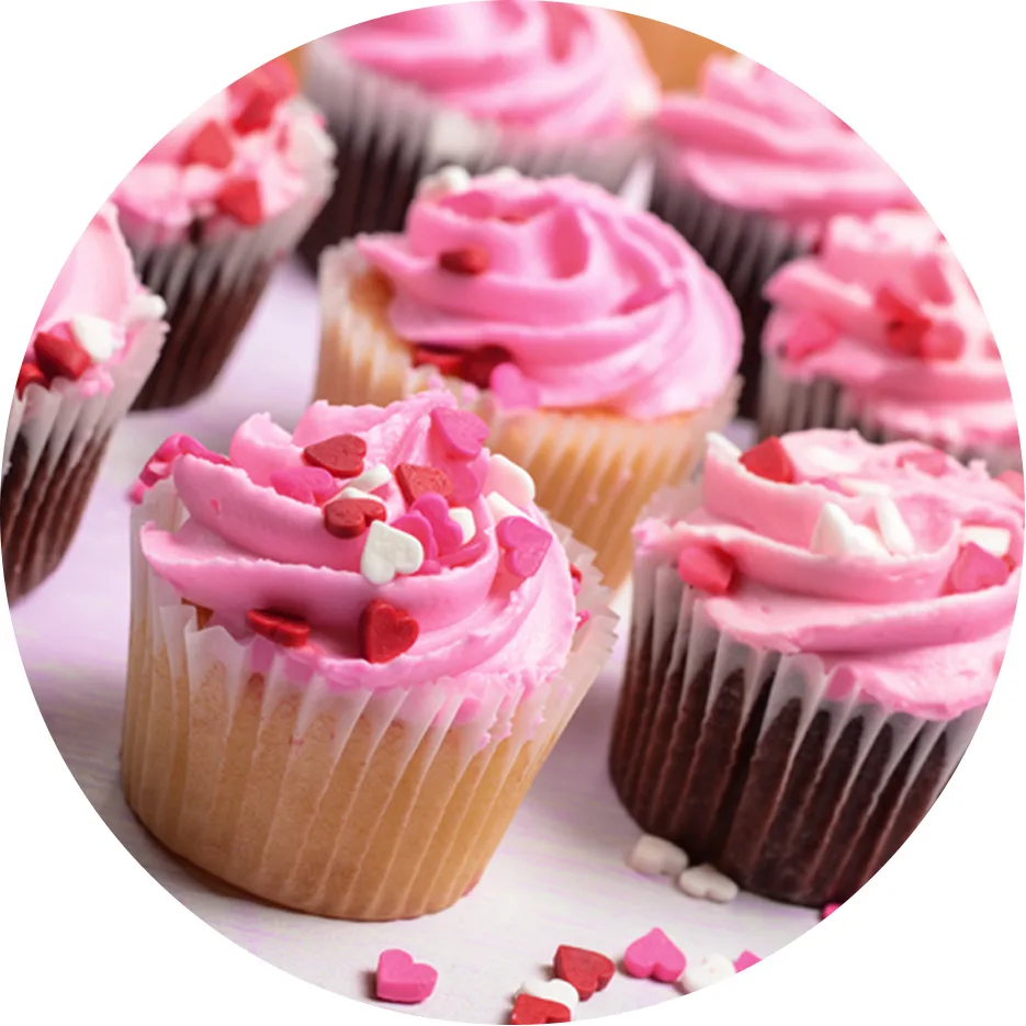 pink frosted cupcakes