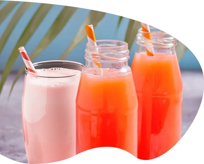 strawberry milk and coral beverage